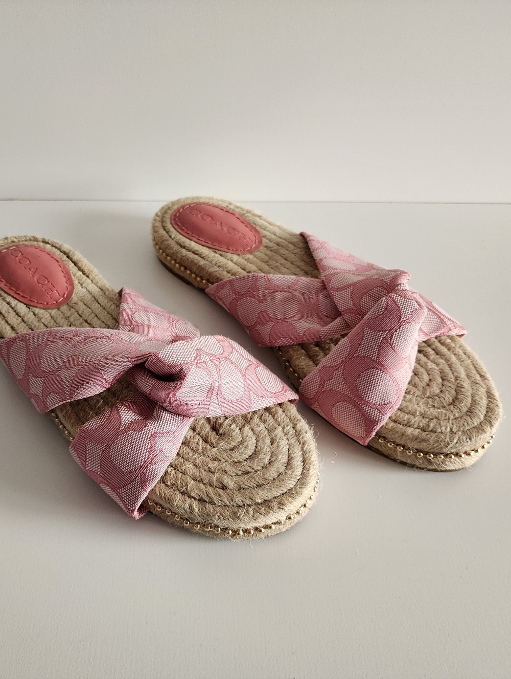 Coach Pink Charli Espadrille Signature Sandals Size 8